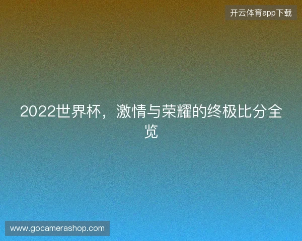 2022世界杯，激情与荣耀的终极比分全览